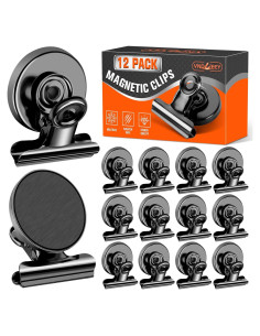 Clips Magnéticos VNDUEEY 12 Piezas Negro para Refrigerador