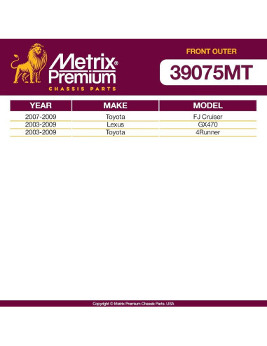 Extremo de Varilla de Dirección Metrix para Toyota y Lexus
