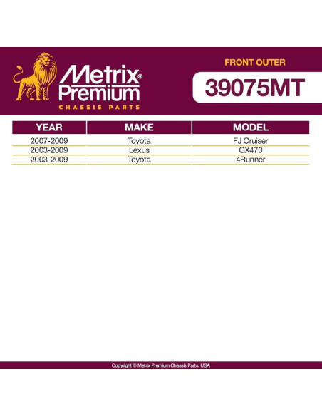 Extremo de Varilla de Dirección Metrix para Toyota y Lexus