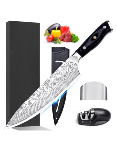 Cuchillo de Chef Meleho 20 cm Acero Inoxidable con Afilador