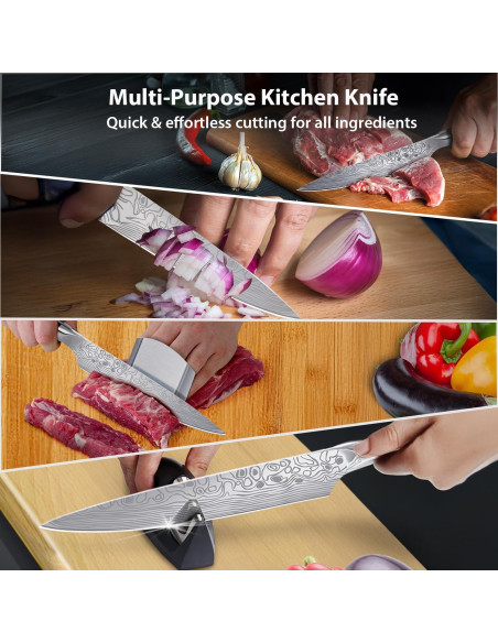 Cuchillo de Chef Meleho 20 cm Acero Inoxidable con Afilador