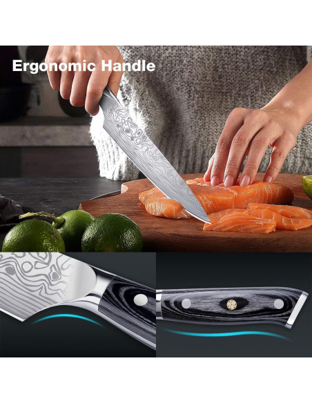 Cuchillo de Chef Meleho 20 cm Acero Inoxidable con Afilador