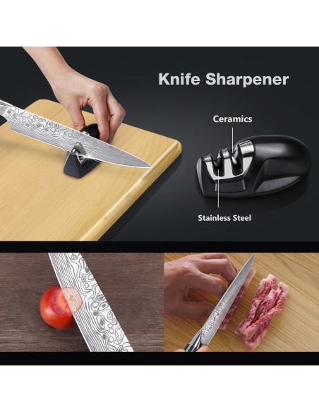 Cuchillo de Chef Meleho 20 cm Acero Inoxidable con Afilador