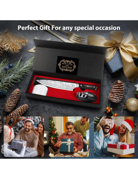 Cuchillo de Chef Meleho 20 cm Acero Inoxidable con Afilador