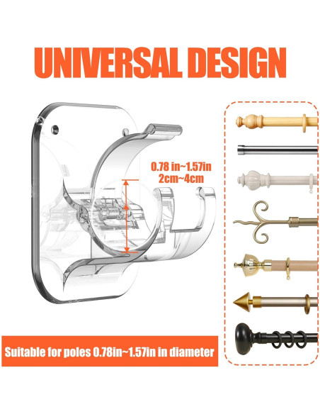 Soportes Adhesivos para Cortinas JHCJHC - 8 PCS Sin Perforación