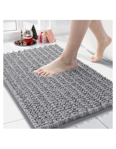 Alfombra de Baño Arotive Chenilla Antideslizante 61x41 cm Gris