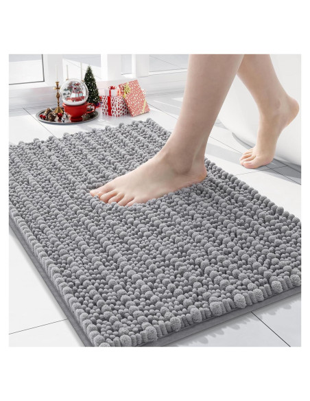 Alfombra de Baño Arotive Chenilla Antideslizante 61x41 cm Gris