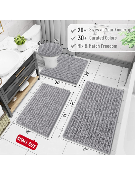 Alfombra de Baño Arotive Chenilla Antideslizante 61x41 cm Gris