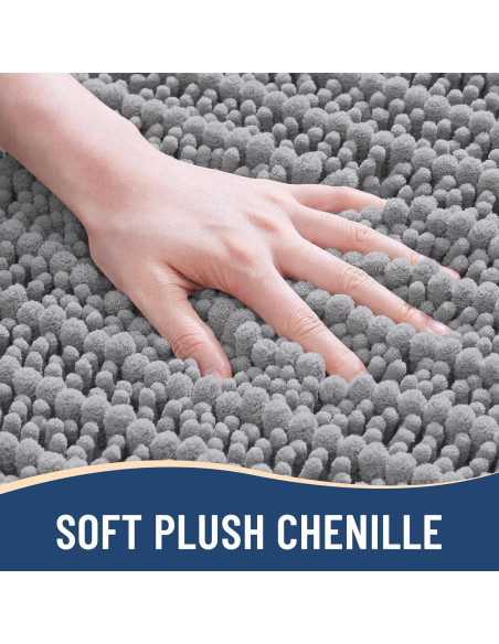 Alfombra de Baño Arotive Chenilla Antideslizante 61x41 cm Gris
