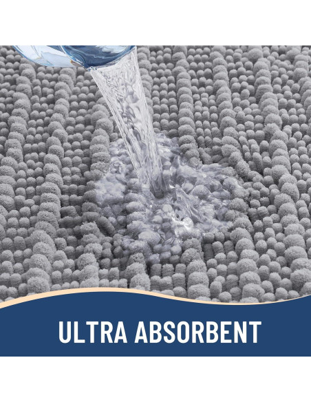 Alfombra de Baño Arotive Chenilla Antideslizante 61x41 cm Gris