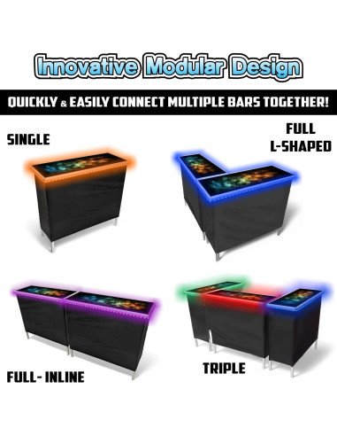 Bar Portátil Plegable Bubbles con Luces LED y Faldas
