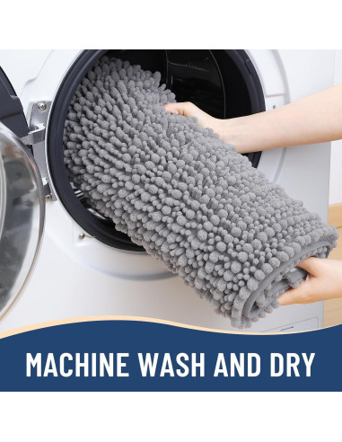 Alfombra de Baño Arotive Chenilla Antideslizante 61x41 cm Gris