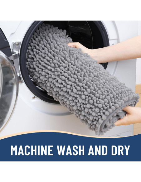 Alfombra de Baño Arotive Chenilla Antideslizante 61x41 cm Gris