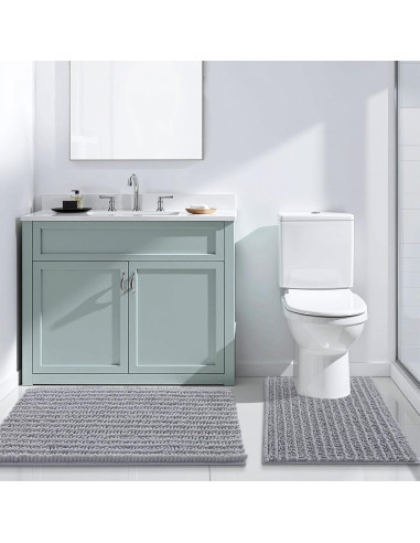 Alfombra de Baño Arotive Chenilla Antideslizante 61x41 cm Gris