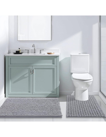 Alfombra de Baño Arotive Chenilla Antideslizante 61x41 cm Gris