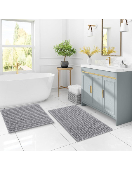 Alfombra de Baño Arotive Chenilla Antideslizante 61x41 cm Gris