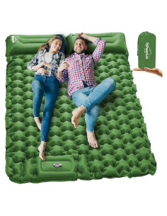 Colchón Inflable Doble POWERLIX con Almohada Verde 9 cm