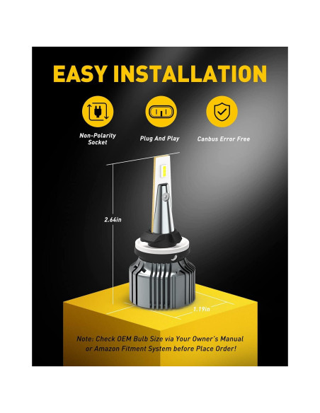 Bombillas de Luz de Niebla LED AUXITO 880 6000LM 6500K - Paquete de 2