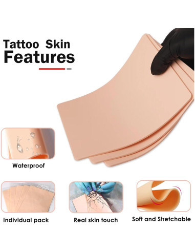 Kit de Práctica de Tatuaje Urknall 4 Pieles Falsas 3mm