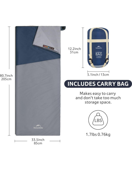 Saco de Dormir Naturehike Ultraligero 15C/0C Compacto