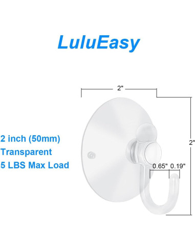 12 Ventosas Ganchos Transparentes 50mm LuluEasy para Pared