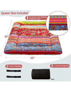 Colchón Futón MAXYOYO Queen Bohemio Floral 15.24 cm 2
