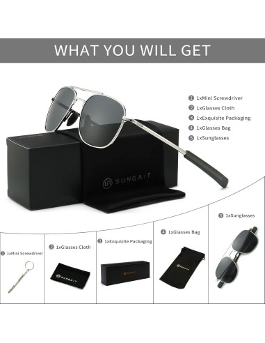 Gafas de Sol Piloto SUNGAIT con Lentes Polarizados