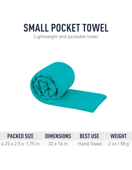 Toalla Pocket Sea to Summit Pequeña Microfibra Azul 40x81cm