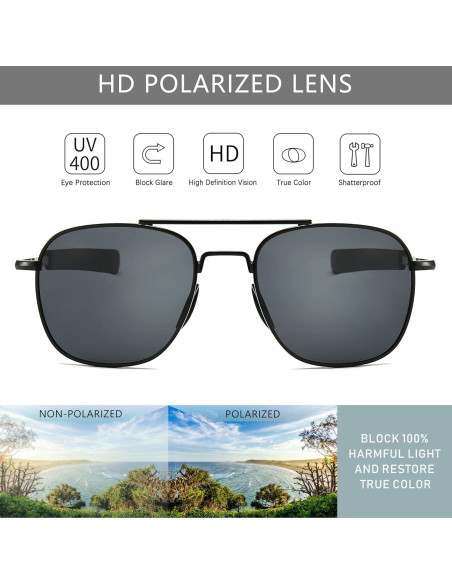Gafas de sol piloto SUNGAIT con lentes polarizados y patillas