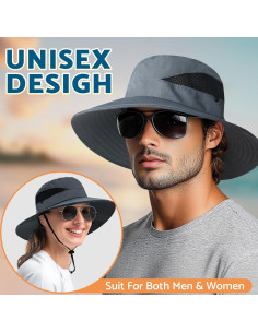 Sombrero de Sol PFFY Unisex Ala Ancha UPF 50+ Beige 2