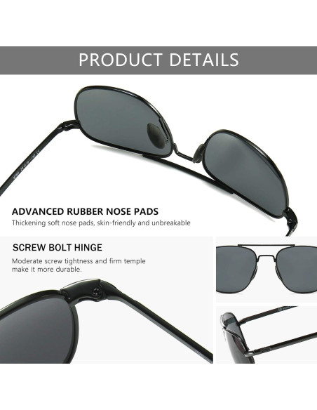 Gafas de sol piloto SUNGAIT con lentes polarizados y patillas