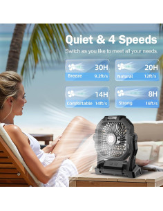 Ventilador de Camping Roshopi P20 Recargable 20000mAh con Luz LED 2