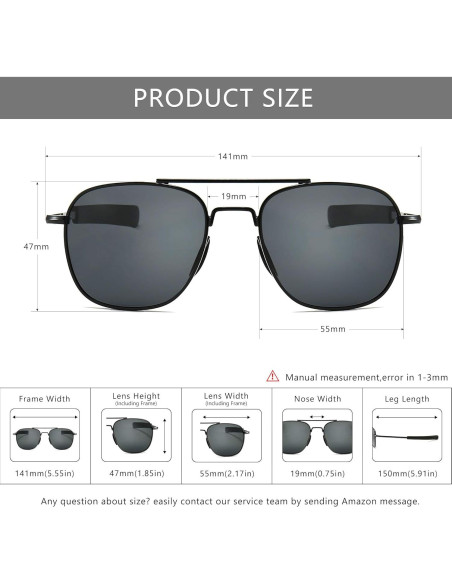 Gafas de sol piloto SUNGAIT con lentes polarizados y patillas