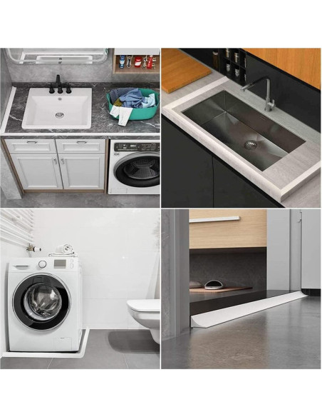 Umbral de Ducha 99 cm Silicona Autoadhesiva Barrera Agua Negra