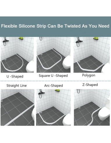 Umbral de Ducha 99 cm Silicona Autoadhesiva Barrera Agua Negra