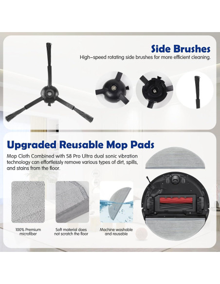 Accesorios para Aspiradora Robot VIEWALL S8 Pro Ultra - 18 Piezas