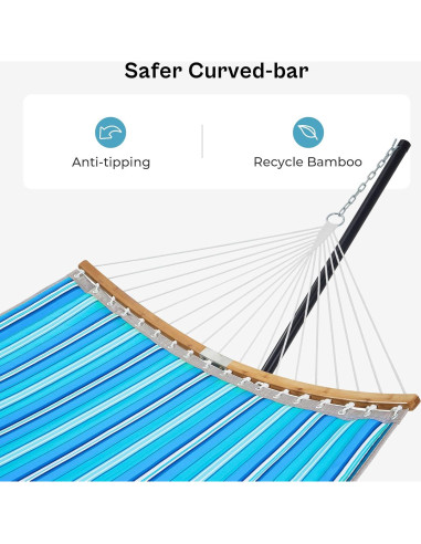 Hamaca Doble SUPERJARE con Soporte y Almohada Desmontable - Azul Aqua