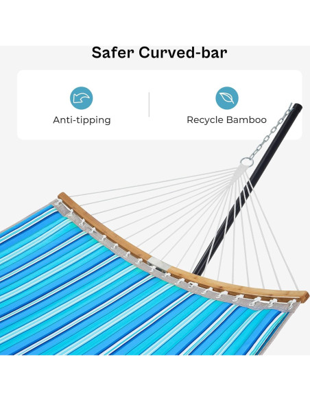 Hamaca Doble SUPERJARE con Soporte y Almohada Desmontable - Azul Aqua