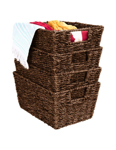 Conjunto de 4 Cestas de Almacenamiento Marrón - Mejor Opción Productos
