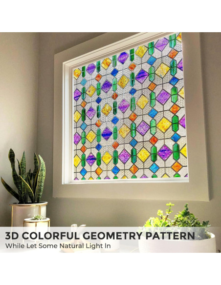 Película de Privacidad para Ventanas Coavas 44.5x100.1cm 3D Arcoíris