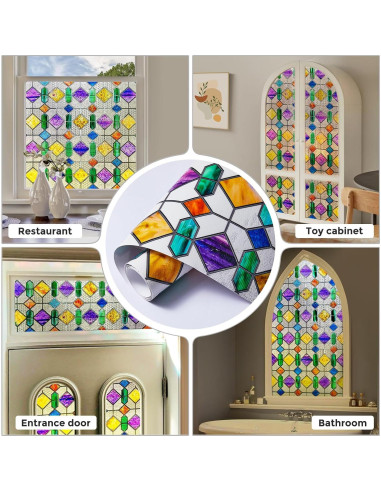 Película de Privacidad para Ventanas Coavas 44.5x100.1cm 3D Arcoíris