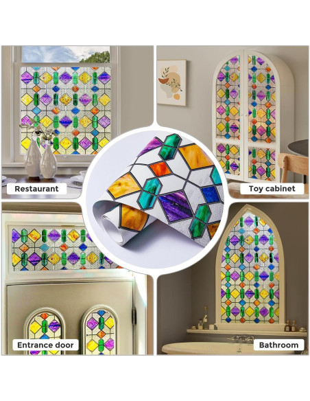 Película de Privacidad para Ventanas Coavas 44.5x100.1cm 3D Arcoíris