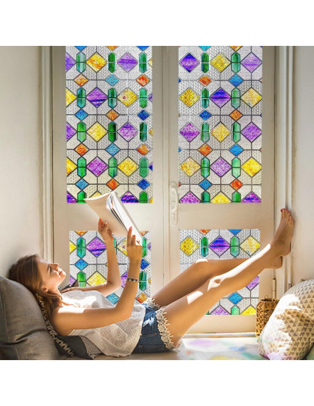 Película de Privacidad para Ventanas Coavas 44.5x100.1cm 3D Arcoíris