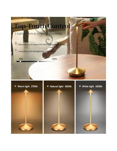 Lámpara de Mesa LED Inalámbrica XMINKDZA 2 Piezas 6000mAh