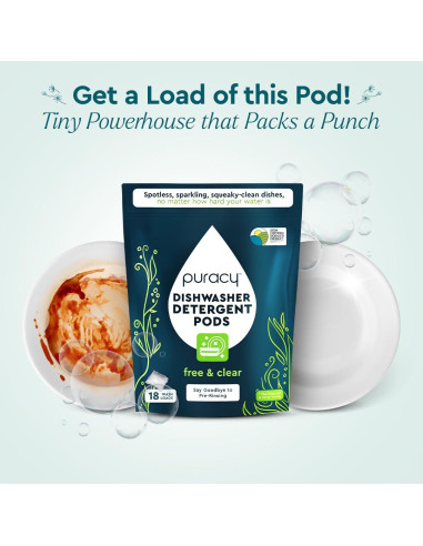 Cápsulas para Lavavajillas Puracy 18 Contenido - Libre de Manchas