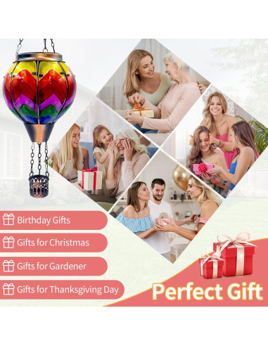 Linterna Solar Globo Aerostático OUISJYER 48.8 cm Decorativa