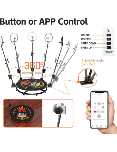 MWE 360 Fotomatón para Fiestas 80 cm con Luz RGB y APP