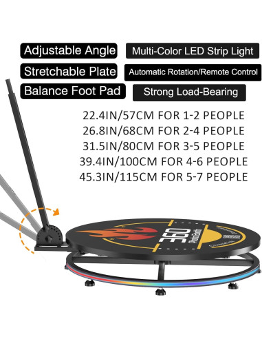 MWE 360 Fotomatón para Fiestas 80 cm con Luz RGB y APP