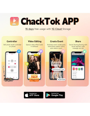 MWE 360 Fotomatón para Fiestas 80 cm con Luz RGB y APP