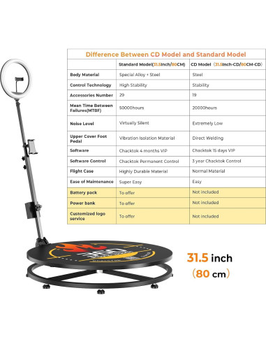 MWE 360 Fotomatón para Fiestas 80 cm con Luz RGB y APP